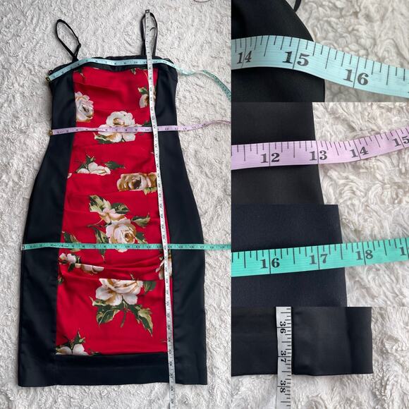 Cache silk satin floral bodycon slip dress midi slipdress‎ ruched cocktail Y2K 2 - Picture 5 of 16